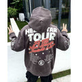 Hellstar Hoodie Retro Distressed Graffiti Loose Fleece-lined