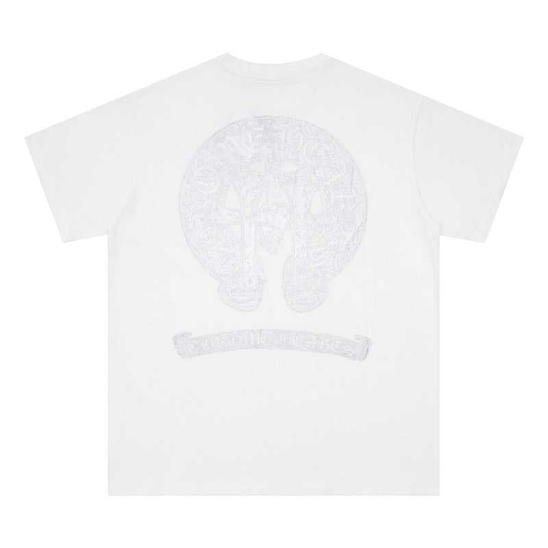 CHH Chrome Heart T Shirts Croix Sanskrit Cross Horseshoe Old T-Shirt