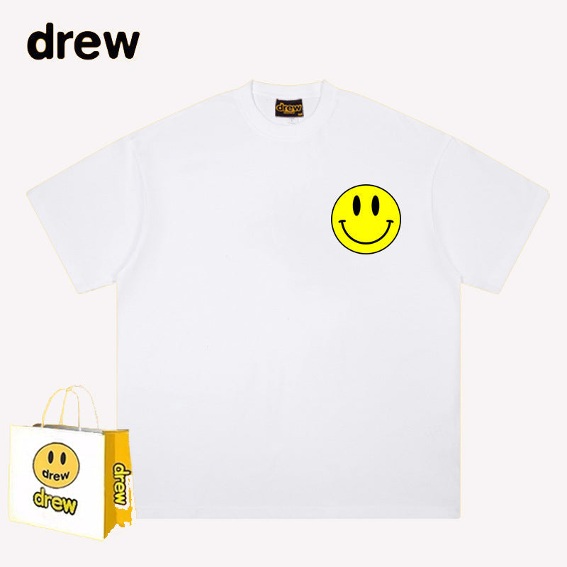 Drew T-shirts Smiley Face Print Short Sleeve Loose