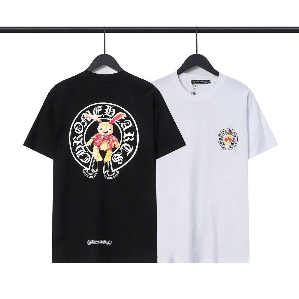 CHH Chrome Heart T Shirts Croix Cross Leather Printed Short Sleeve T-Shirt