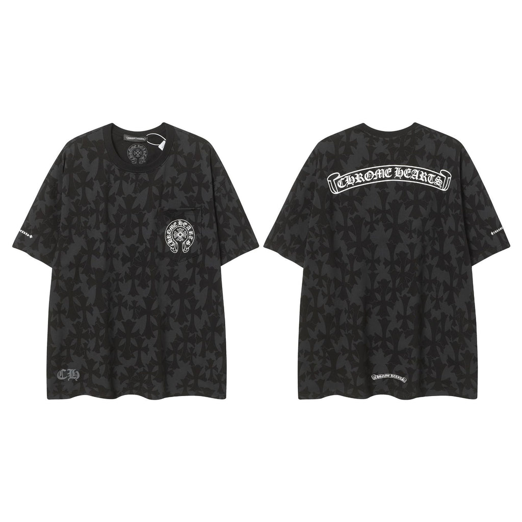 CHH Chrome Heart T Shirts Sanskrit logo embroidery fashion versatile loose T-shirt