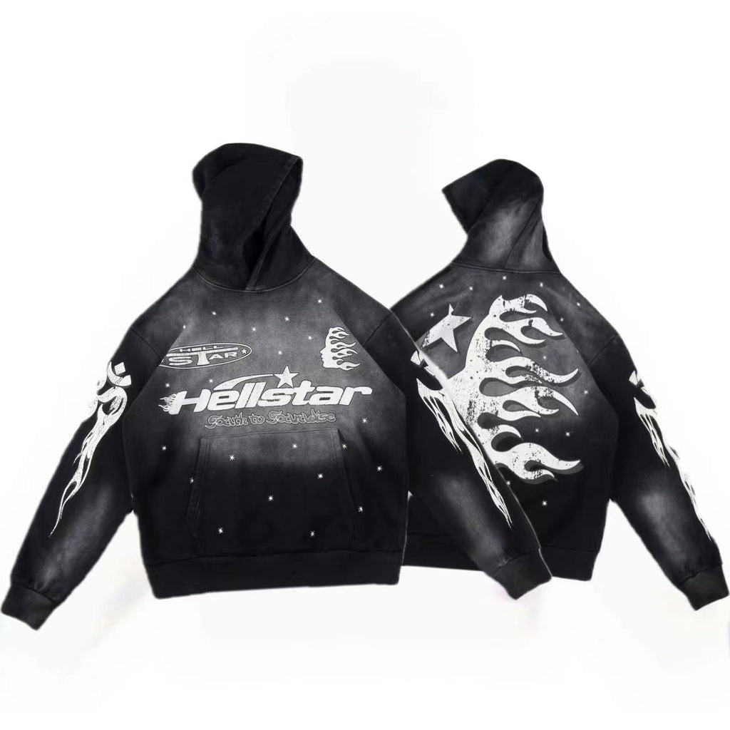 Hellstar Hoodie Vintage Distressed Creative Printing