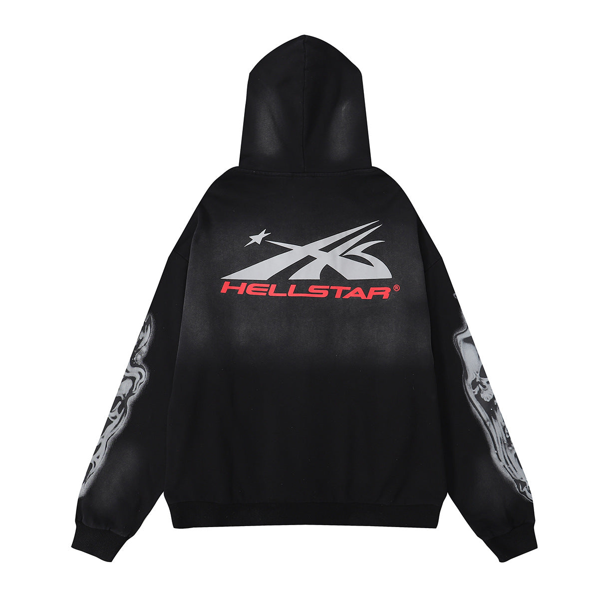 Hellstar Hoodie & Pants autumn and winter flare black flame pants hoodie
