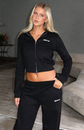 Comfy And Cute Slim Zip Front Hoodie - Black